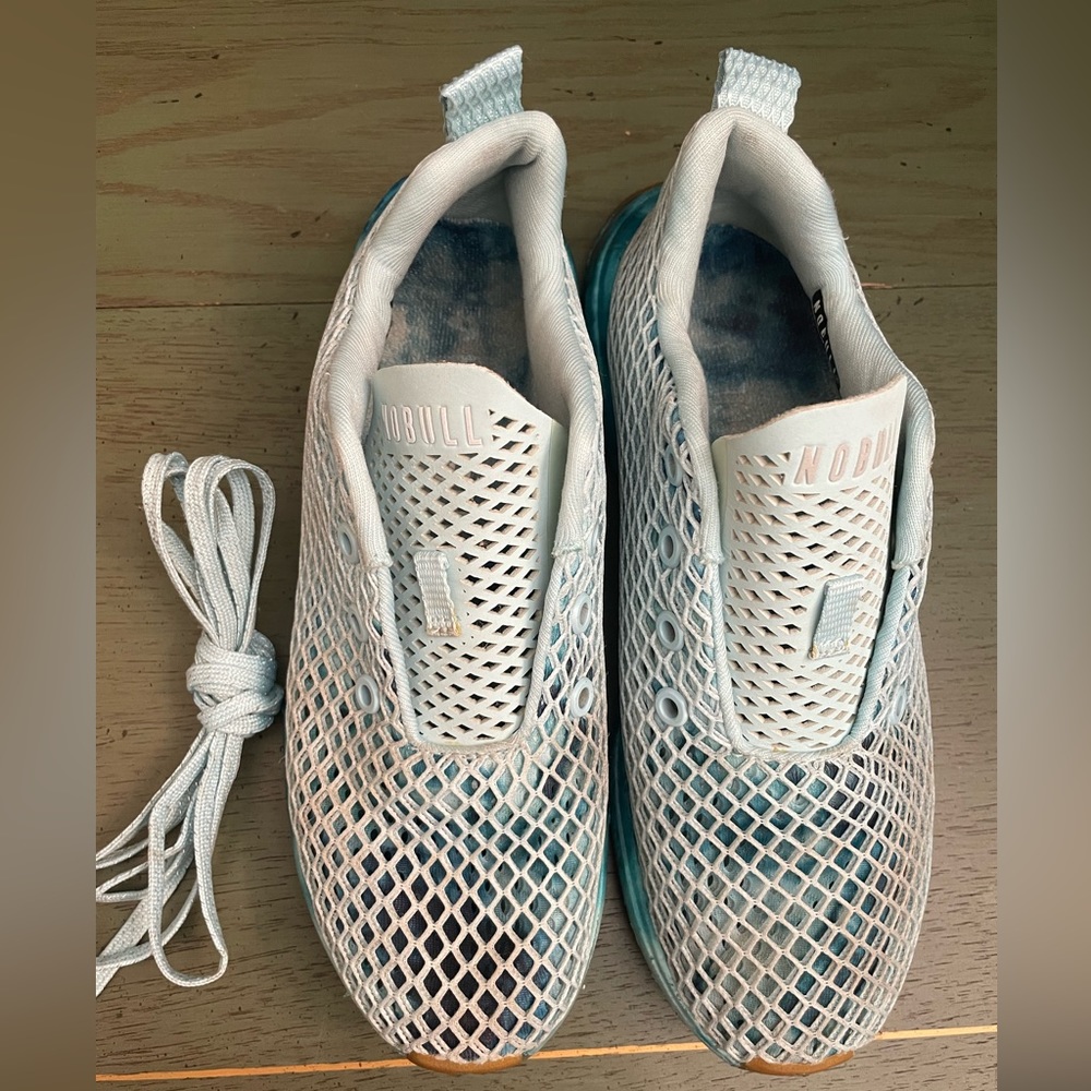 Nobull blue tie dye netted running shoes